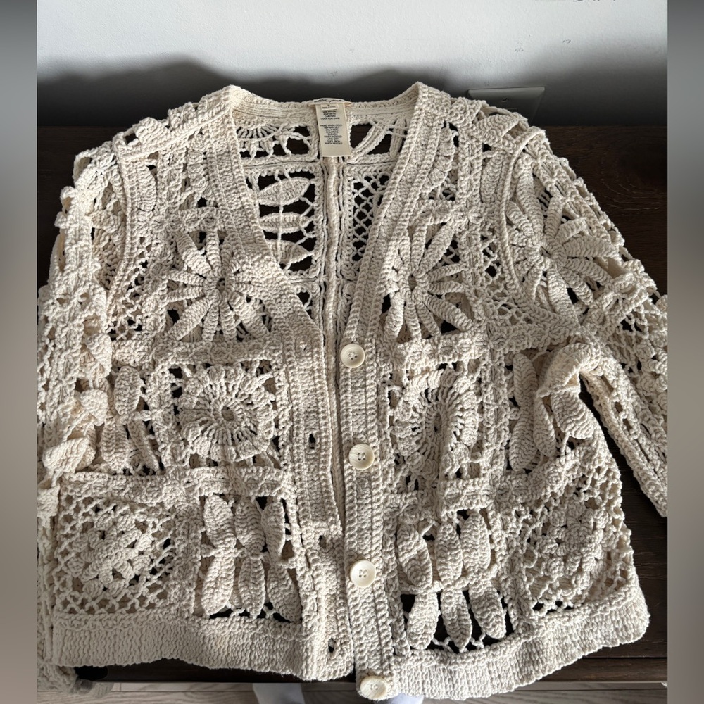 Cream Crochet Women's Sweater